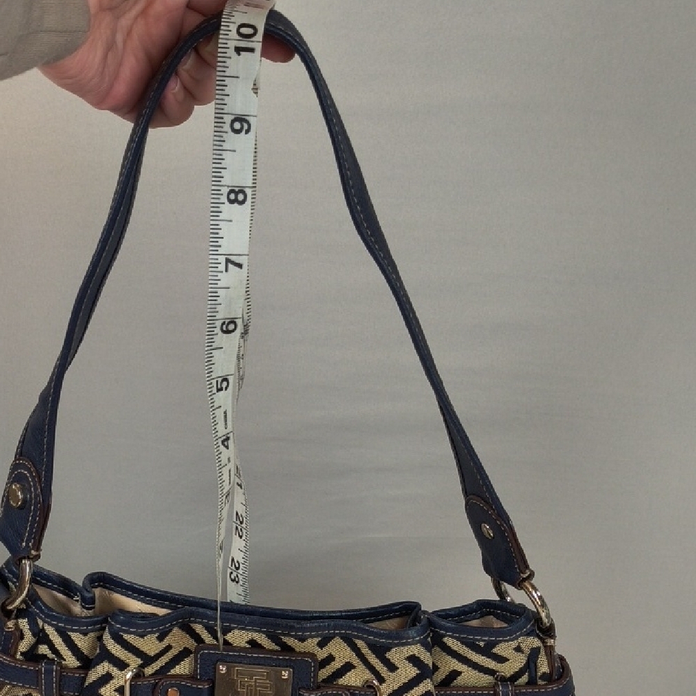 Tignanello Signature Jacquard/Blue leather trim handbag geometric pattern Purse - Picture 9 of 15